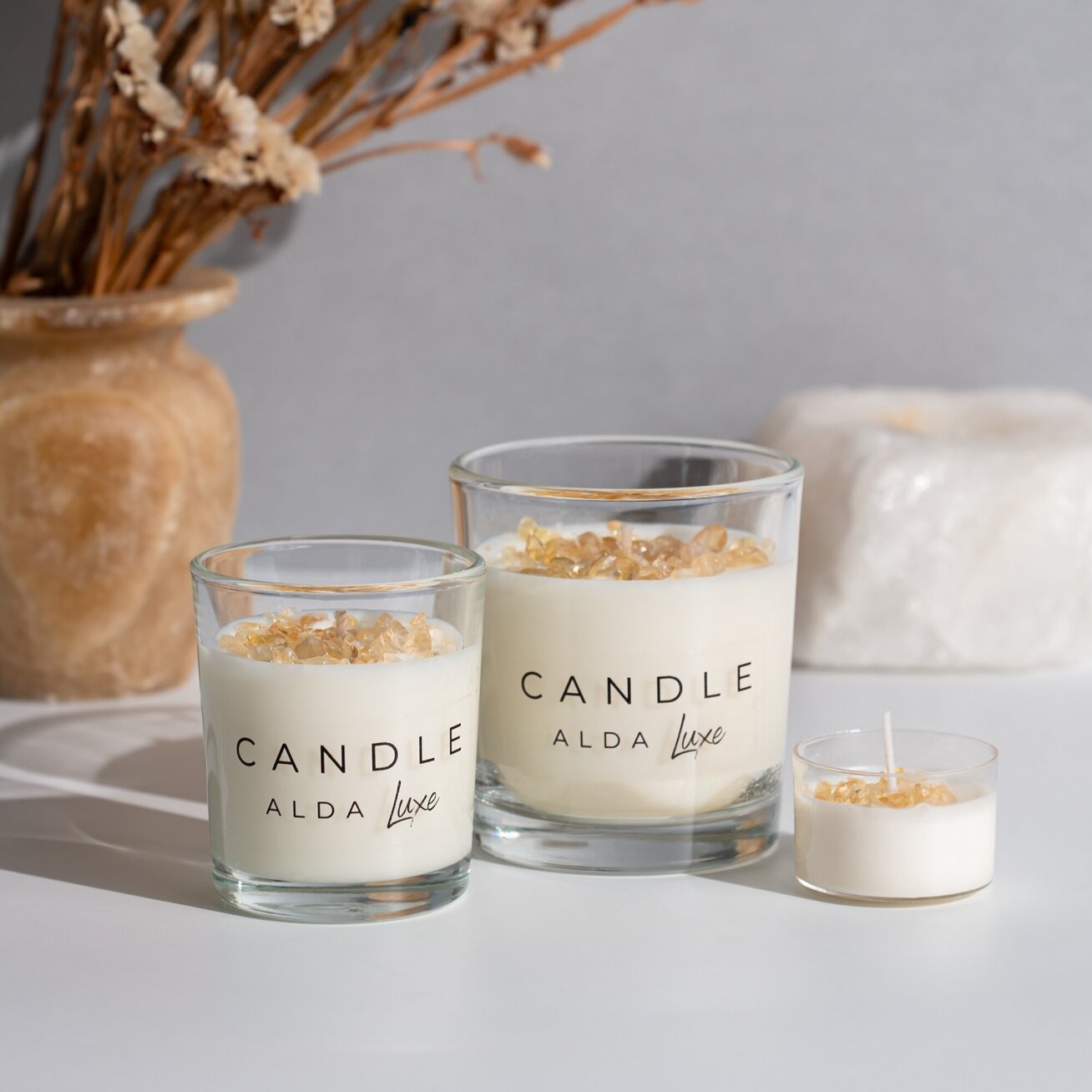 GOOD MOOD | Candle with Citrine and Sweet Orange Essential Oil GOOD MOOD | Candle with Citrine and Sweet Orange Essential Oil
