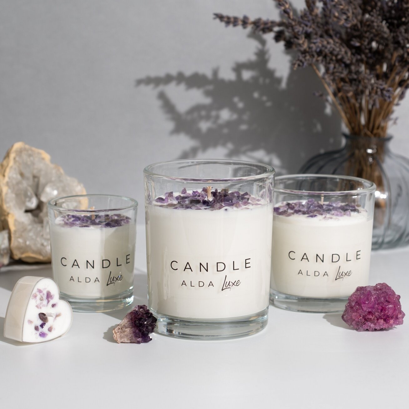 HARMONY | Candle with Amethyst and Lavender Essential Oil HARMONY | Candle with Amethyst and Lavender Essential Oil
