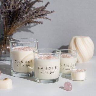 LOVE | Candle with Rose Quartz and Rose Essential Oil
